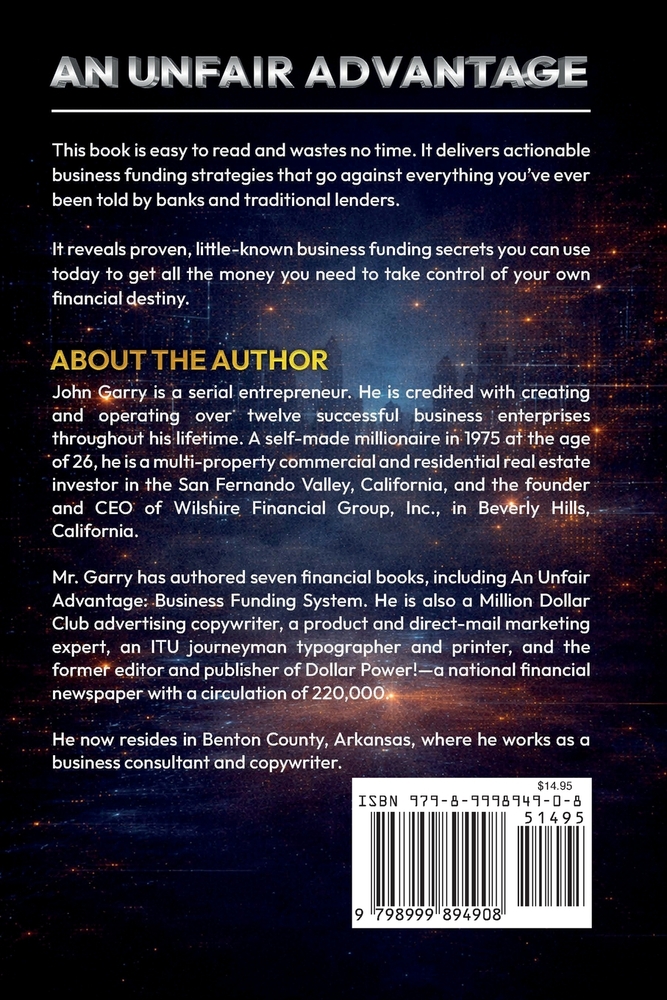 An Unfair Advantage: Business Funding System — back cover